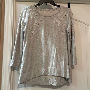 Gray Eyelet Top